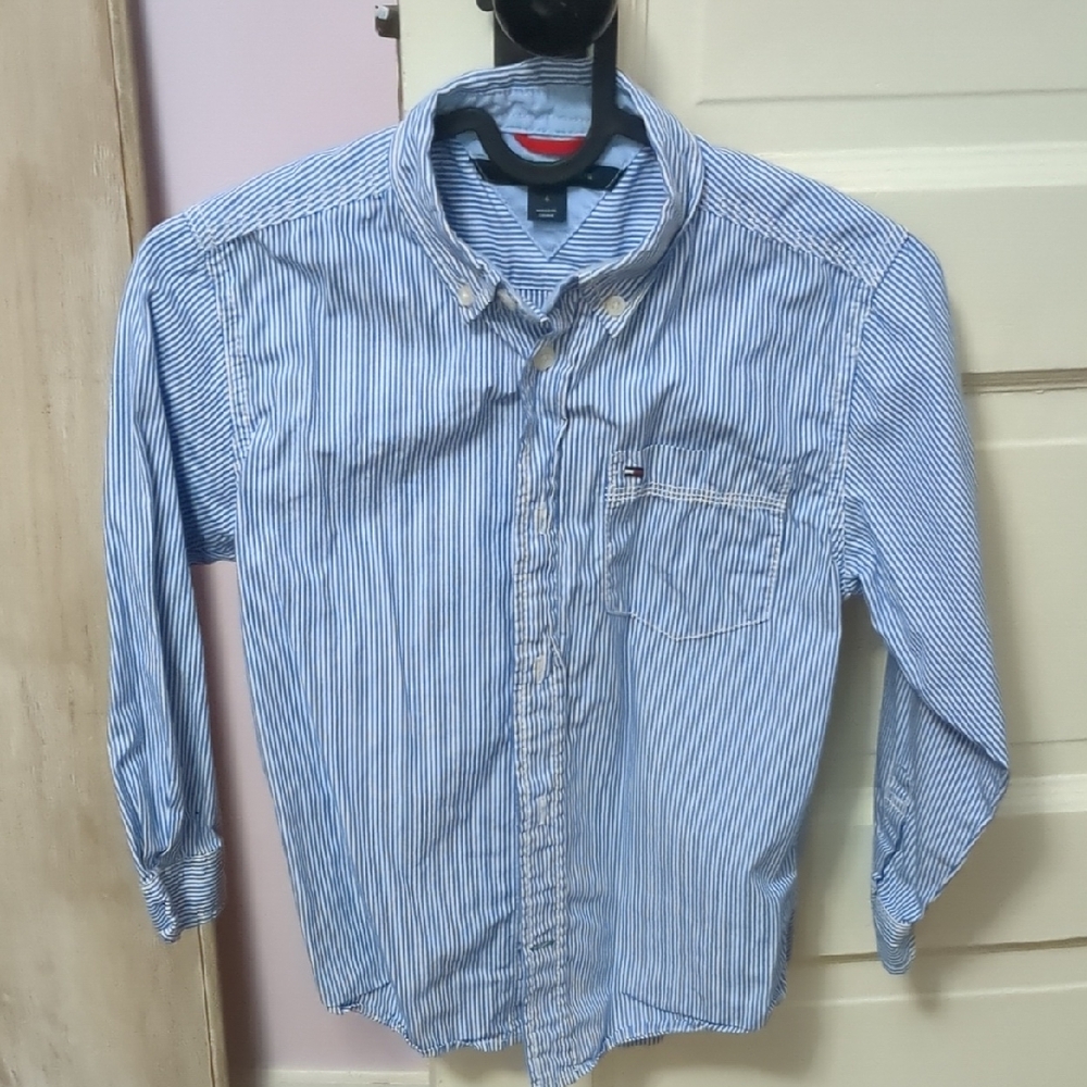 Tommy Hilfiger Kids Blue Striped Button-Down Shirt